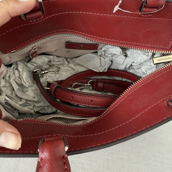 Kate Spade Staci Medium Satchel WKRU6951 Saffiano Leather In Red Curran - Picture 12 of 14